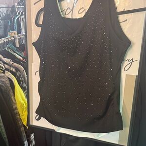 Super Gorgeous, Black Sparkly Tank Top Ribbed Stretchy